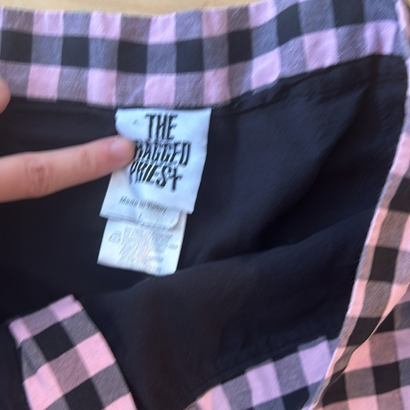 🎶 NWOT the ragged priest plaid pink black pants with zipper - Picture 8 of 8